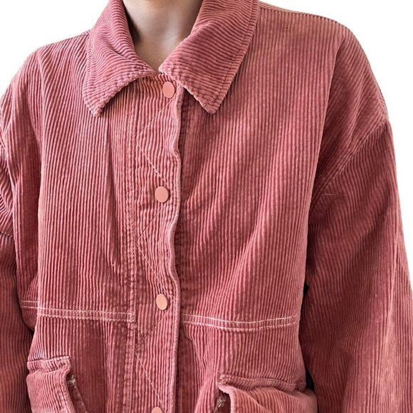 Free People We The Free Pink Corduroy Oversized Boxy Field Jacket Sz M - Picture 8 of 9